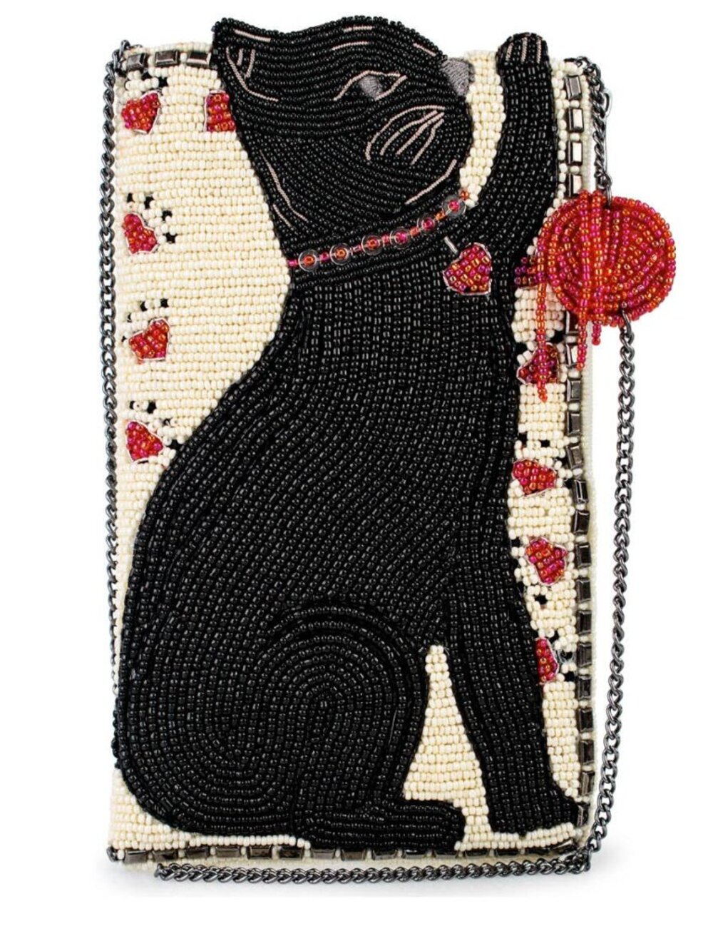 Mary Frances Purr-suit Kitty Cat and Yarn Crossbody Beaded Phone Bag